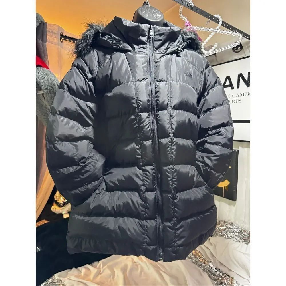north face Gotham Fur Trim Hooded puffer jacket Coat womens Xxl 2xl Plus Black